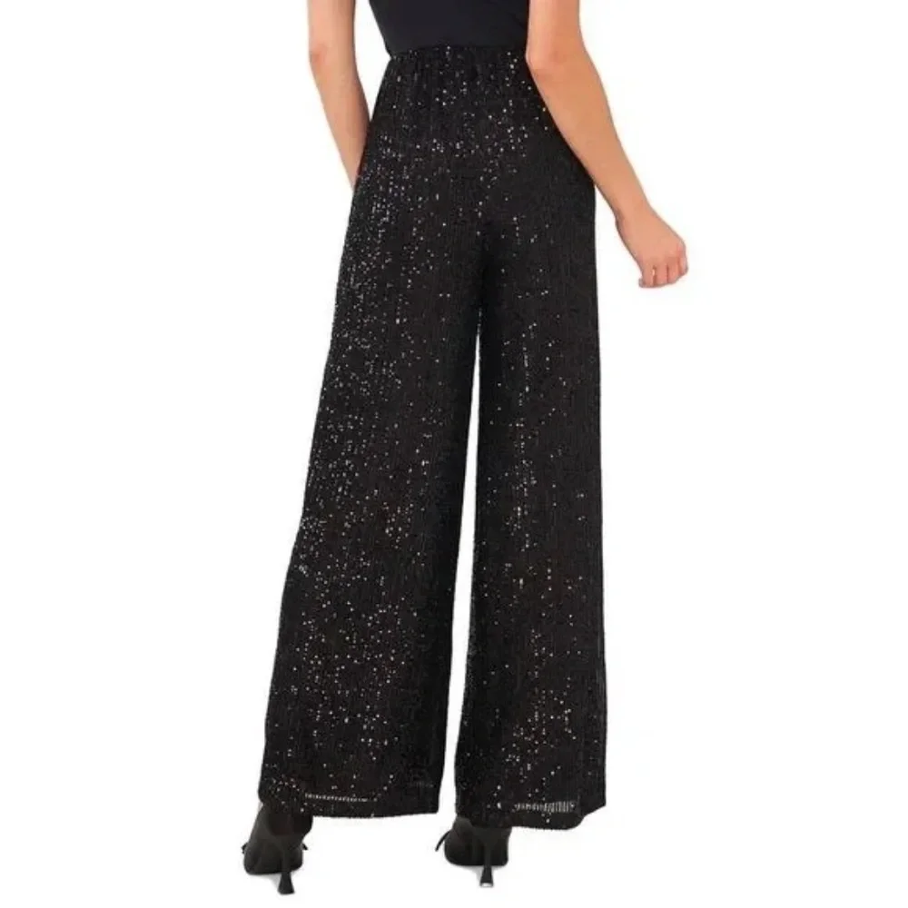 Cece Women's Pull On Wide Leg Sequin Pants NWT - Picture 2 of 6
